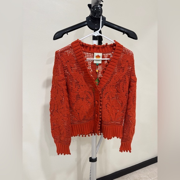 FARM Rio Red Crochet Knit Cardigan - Picture 10 of 10